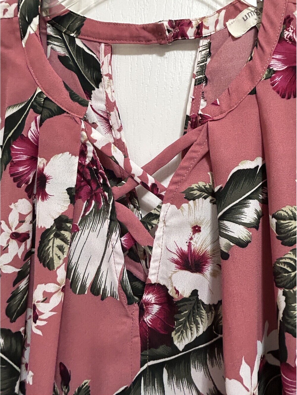 Umgee  L Rose Floral Sleeveless Babydoll Swing Dress V-neck Cottagecore Garden